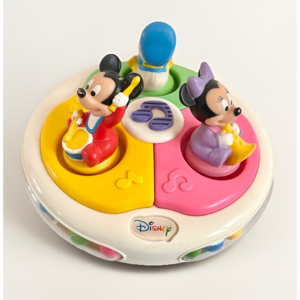 VTG 80s Disney Babies Musical Roly Poly Light Up Toy Mickey Minnie Donald *VIDEO